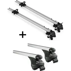 2x Fahrradträger Bike Pro + Alu Relingträger Quick kompatibel mit für VW T-Cross (5 Türer) ab 2019 offene Reling