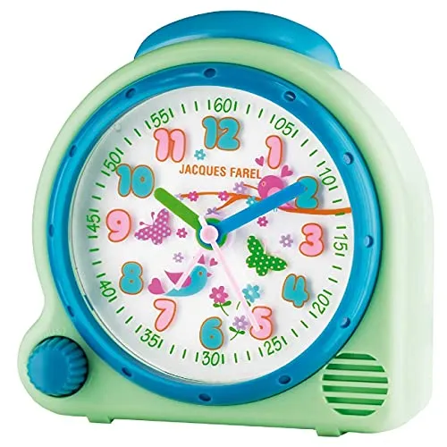 JACQUES FAREL HappySound Kinderwecker Hellgrün Mint - Wecker in buntem Design mit der beruhigenden Melodie 