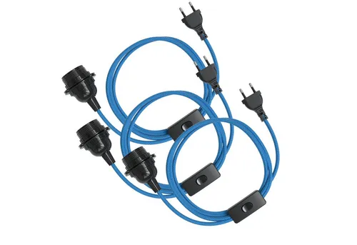 EAZY CASE Lampenfassung 3x E27 mit 3,5m Textilkabel in blau von EAZY CASE