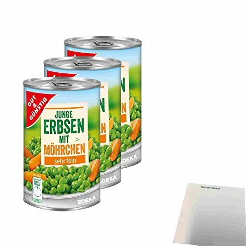 G&G Junge Erbsen mit Möhrchen sehr fein 3er Pacl (3x400g Dose) + usy Block