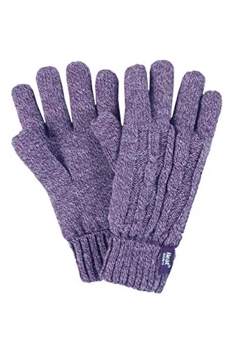 HEAT HOLDERS Neu! Womens Wärmehalter Weaver Thermal-Handschuhe mit Zopfmuster (Large/Extra Large, Lila)