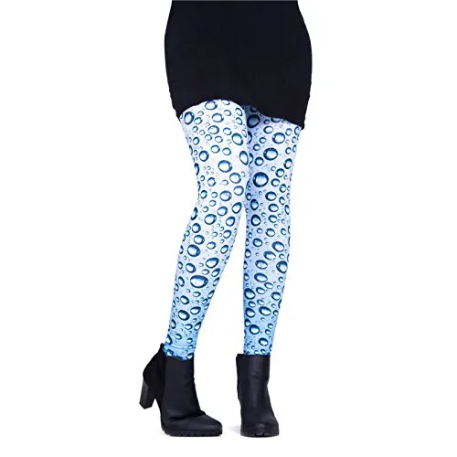 cosey - Bedruckte Bunte Leggins (Einheitsgröße) Verschiedene Leggings Designs, Waterdrops, Einheitsgröße