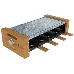 Cecotec Raclettes Cheese&Grill 8600 Wood AllStone - Raclette für 8 Personen mit 1200W Grill, ideal für gesellige Abende. Die antihaftbeschichtete Natursteinplatte ermöglicht gesundes Kochen ohne Fette und eine einfache Reinigung.