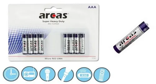 Batterien Arcas Super Heavy Duty, Micro/AAA/LR03 mit 1,5 V-160mAh