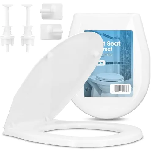 Toilettendeckel Klobrille WC Toiletten Sitz Universal Deckel Weiß Oval Klodeckel Toilettensitz WC-Sitz Einfache Montage Einfach Reinigung Ergonomisch Gestalteter