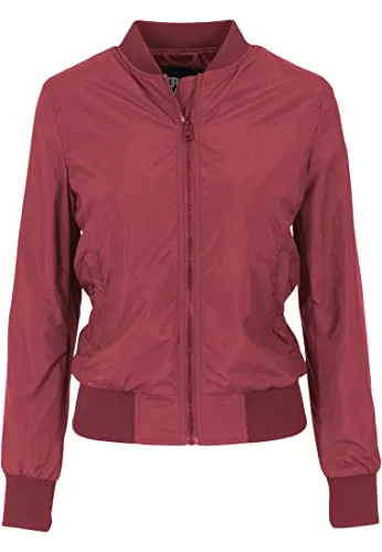 Urban Classics Damen Light Bomber Jacket – leichte Übergangsjacke im Regular Fit aus Polyester mit Reißverschluss und Rippbündchen für Freizeit und Streetwear,Burgundy,XL