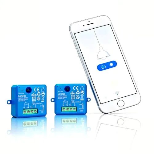 LoraTap 2 Stück WLAN-Schalter, Alexa, kabellos, Mini-Größe, Empfänger 2500 W, 10 A, intelligenter Schalter, Fernbedienung per Telefon, Relais kompatibel mit Google Assistant
