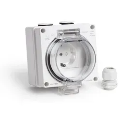 Wasserdichte Schukosteckdose für Außenbereich Typ F IP66 Weiß - Weiß