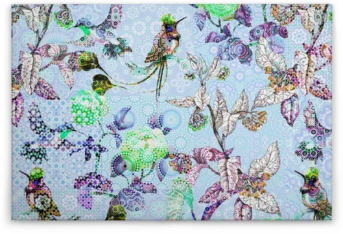 A.S. Création Leinwandbild exotic mosaic, Kinder, Kunst, Vögel (1 St), Mosaik Keilrahmen Floral Blumen Vögel Leinwand-Bild Wohnzimmer modern