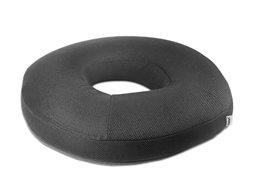 KMINA Sitzkissen Rund Orthopädisch, Ringkissen gegen Dekubitus, Donut Kissen mit Loch für Rollstuhl, Hämorrhoiden Kissen zur Steißbein Entlastung, Viskoelastischer Schaum