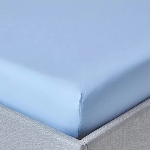 Homescapes Spannbettlaken Blau aus ägyptischer Baumwolle 90 x 190 cm - Hochwertiges Spannbettlaken in elegantem Blau aus 100% ägyptischer Baumwolle. Mit vollem Gummizug für perfekten Halt – ideal für ein angenehmes Schlafgefühl und langlebige Qualität.
