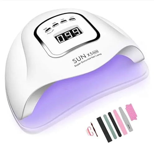 Timpou 150W Nageltrockner Lampe, UV LED Nagellampe für Gelnägel, mit 10s/30s/60s/99s Timer Einstellungen, Infrarot Sensor, LCD Display