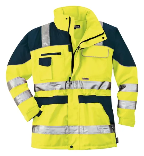 Elutex Warnschutz Softshelljacke Flash - Gelb/Navy, Größe M - Arbeits- & Schutzkleidung mit abnehmbaren Ärmeln, atmungsaktiv und winddicht, verwandelt sich schnell in eine Weste und erfüllt Sicherheitsstandards der Klasse 2.