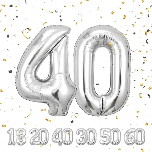 Geburtstag zahlen luftballon 40 jahre | Folienballon Sliber- Folienballon in 40
