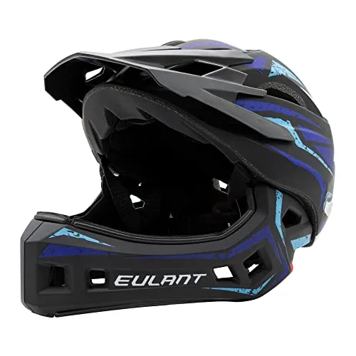 EULANT Fahrradhelm mit Kinnschutz für Jugendliche,Kinder Fullface Helm,BMX helme Jungen,Downhill Helm Mädchen,MTB Integralhelm Con EIN-Knopf-Entfernen Kinnschutz & Hinterer Einsteller