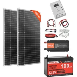 VEVOR 400W Solarpanel Komplett-Set mit LiFePO4-Akku und Wechselrichter