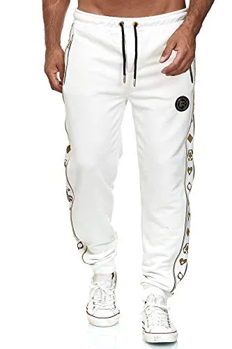 Redbridge Herren Jogginghose R-Logo Premium Weiß XL - Sportliche Jogginghose für Herren mit seitlichen Reißverschlusstaschen, aus hochwertigem Materialmix für optimalen Tragekomfort und Langlebigkeit – ideal für Freizeit und Sport.