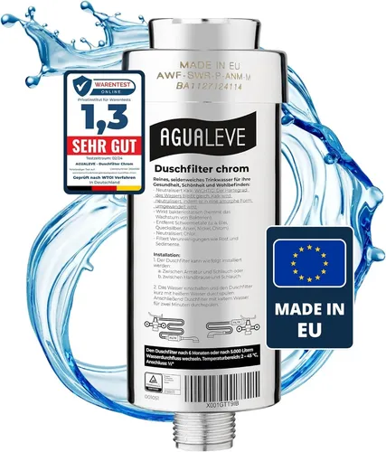 Produktbild AGUALEVE® Wasserfilter Dusche | Chrom, Kalk- und Schadstoffschutz