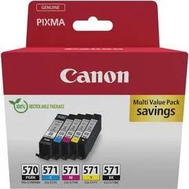 Canon PGI-570 PGBK + CLI-571 BK C M Y - 5er-Set Original Druckerpatronen, hohe Füllmenge und beste Druckqualität für PIXMA Modelle