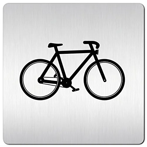 Türschilder24 XXL Schild - Türschild (B) • 125 x 125 mm • Fahrradkeller – Fahrrad Piktogramm • 1,5 mm Aluminium Vollmaterial • 100% Made in Germany