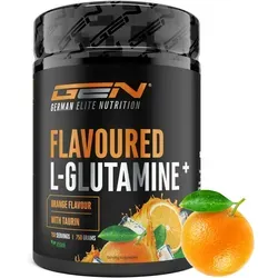 L-Glutamin Pulver - Orange, 750g - Sportnahrung mit 4000 mg L-Glutamin und 500 mg Taurin pro Portion – ideal für schnelle Regeneration nach dem Training, erfrischend im Geschmack und ohne Zucker oder Fett.