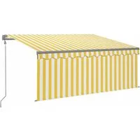 vidaXL Automatisch Einziehbare Markise 3x2,5 m Gelb und Weiß - Markise für den Außenbereich mit rostfreiem Aluminiumrahmen, UV- und wasserbeständigem Stoff, einfach mit Fernbedienung oder Handkurbel zu bedienen. Optimaler Schutz vor Sonne und Regen!
