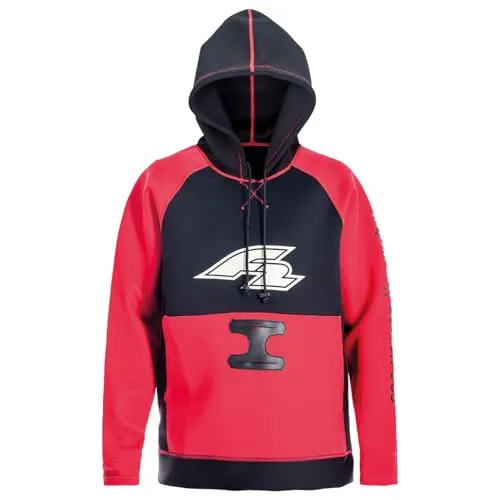 F2 Neopren Oberteil Kite Hoodie 4/3mm XL Rot 2024/25 - Wassersportkleidung für Herren, 4/3 mm Neopren für optimale Wärme und Komfort, ausgestattet mit Trapezhakenöffnungen und einer warmen Kapuze für praktische Funktionalität.