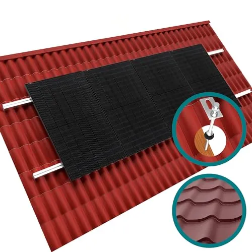 doitBau Basis-Montageset 300mm Wellblech/ -Faserzement schwarz für Solarmodule befestigen Photovoltaik Halterung Befestigung PV Montage Set Modul Schrägdach Dach Flachdach