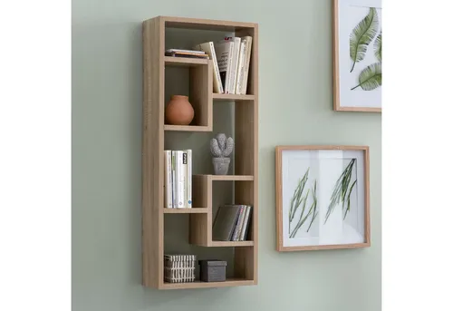 FINEBUY Wandregal SuVa12006_1 - Modernes Hängeregal in Grau - Wandregal in Sonoma, freischwebendes Design, ideal für Bücher und Dekoration - perfektes Möbelstück für jeden Raum.