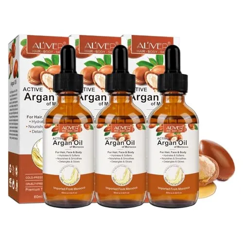 ALIVER Haaröl Arganöl - 3-tlg. Pflege für Haar, Haut und Bart - Haaröle mit kaltgepresstem Bio-Arganöl, nährt Haut und Haare, spendet Feuchtigkeit und wirkt entzündungshemmend. Ideal für glänzendes, gesundes Haar und geschmeidige Haut.
