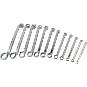 BrüderMannesmann Ringschlüssel M 140-12, 12-teiliges Doppel-Ringschlüssel Set - Ringschlüssel Set aus Chrom-Vanadium-Stahl mit 12-Kant-Profil, 75° gekröpft für besseren Zugang an engen Stellen, ideal für Handwerker und DIY-Enthusiasten.