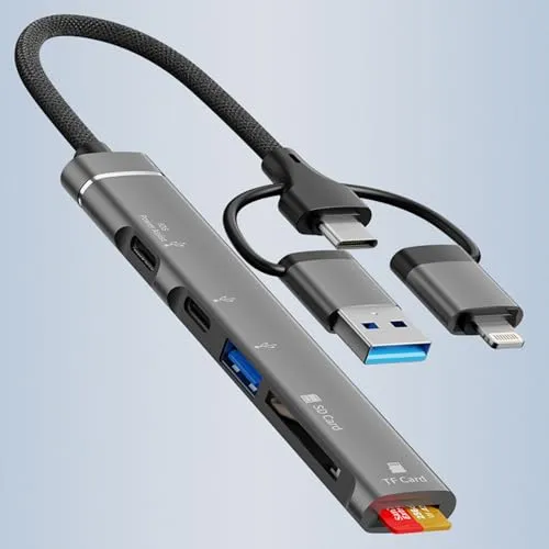 USB C Hub 5 in 3 Verteiler, Multiport Adapter M-acbook USB Adapter mit SD&TF Kartenleser, USB Ports, Typ C Anschluss,USB C Hub 3.0 für MacBook Air/Pro, Galaxy, iPad