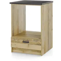 Furn.Design Herdumbauschrank 'Stove' - Moderne Küchenmöbel, kompakter Herdumbauschrank aus FSC®-zertifiziertem Holzwerkstoff mit stilvollem Used Wood Dekor und Soft-Close Schubkasten für sanftes Schließen.