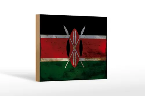 Holzschild Flagge Kenia 18x12 cm Flag of Kenya Rost Deko Schild