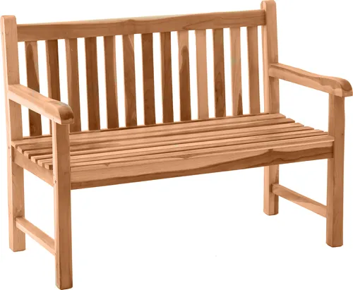 Möbilia Gartenbank 120 cm | 2-Sitzer aus Teak Holz - Gartenbänke aus massivem Teakholz, witterungsbeständig und ergonomisch gestaltet für höchsten Sitzkomfort. Ideal für Garten oder Wintergarten.