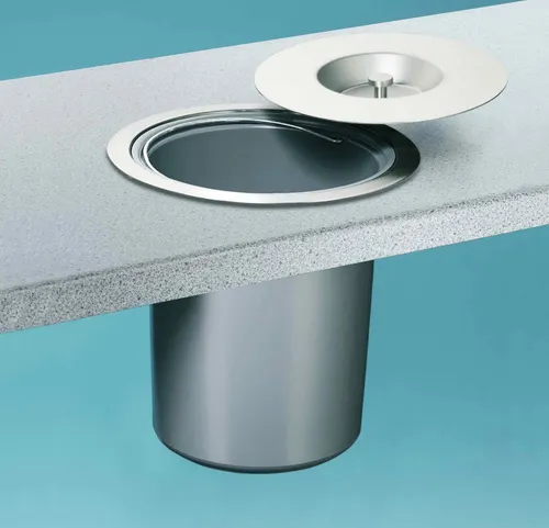 Hailo Dassa 4 - Einbau-Abfallsammler aus Edelstahl, 5 Liter Volumen, für flächenbündigen Einbau und mühelose Abfallentsorgung in der Küche