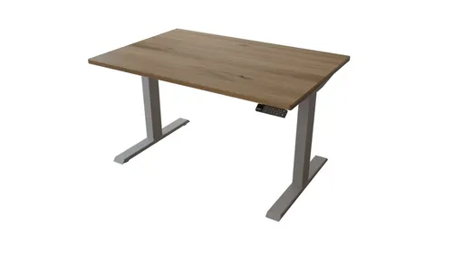 MeinMassivholz Elektrisch Höhenverstellbarer Schreibtisch - Höhenverstellbarer Schreibtisch aus massiver Wildeiche oder Kernbuche mit elegantem Design. Ergonomische Anpassung von 65 bis 130 cm für flexibles Arbeiten und integrierte USB-C-Ladefunktion.