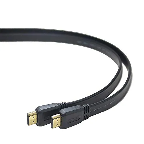 PremiumCord 4K High Speed ​​HDMI Flachkabel + Ethernet, 5 m, Kompatibel mit Video 4K 2160P, Full HD 1080P, Deep Color, 3D, Arc, 3x geschirmt, 10, 2Gbps, vergoldete Anschlüsse, Schwarz