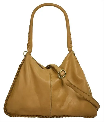 Shopper SAMANTHA LOOK - Elegante Damen-Handtasche aus echtem Leder - Handtasche aus 100% Rindleder, Made in Italy. Mit viel Stauraum, abnehmbaren Schultergurt und verspieltem Flechtrand - perfekt für stilvolle Alltagsabenteuer!