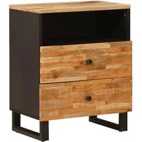 vidaXL Bettkasten Braun 50 x 33 x 62 cm aus massivem Mangoholz - Stylischer Bettkasten aus robustem Mangoholz, ideal für Schlafzimmer und Wohnzimmer. Bietet viel Stauraum und überzeugt durch sein elegantes Design mit schwarzen Griffen.