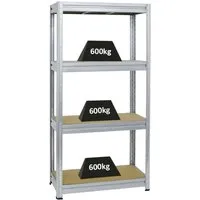 PROREGAL® Schwerlastregal DINO 180x200x60cm - 500kg Traglast - Schwerlastregal für extreme Lasten mit 500kg Fachlast, verstellbaren MDF-Fachböden und einfacher Steckmontage - ideal für Werkstatt und Lager.