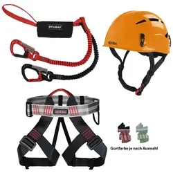 ALPIDEX Kletterhelm ALPIDEX Kletterhelm + Klettergurt + Stubai Klettersteigset BASIC 3.0 orange Gurt