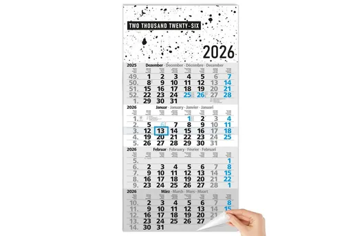 TOBJA Wandkalender 4 Monatskalender 2026 Wandkalender Design Einblatt, Kalender 2026 Wandkalender, gefalzt!