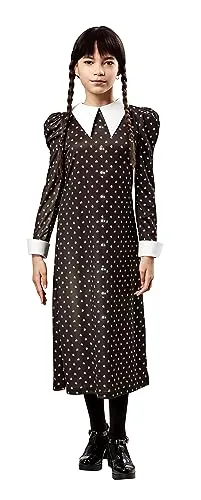 Wednesday Schuluniform Kostüm für Kinder - Offiziell lizenziertes Mittwoch Addams Kostüm, ideal für Halloween und Cosplay, aus strapazierfähigem Material für langen Tragekomfort.