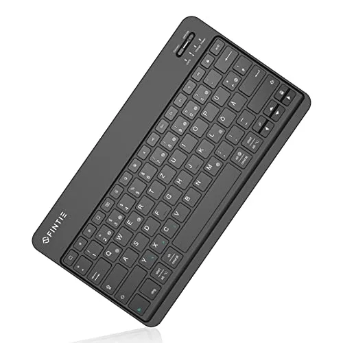 FINTIE Ultradünn Bluetooth Tastatur für iPad und iPhone - Kompatibel mit iPads und iPhones, ultraschlankes Design unter 1/4 Zoll, taktile Rückmeldung für schnelles Tippen, 140 Stunden Akkulaufzeit - ideal für unterwegs.