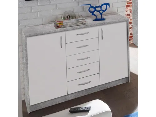 Bega Consult Kommode 109 x 86 x 35 cm - Schubladenkommode der Serie Olli mit 5 Schubladen und 4 Einlegeböden, ideal für stilvolle und praktische Aufbewahrung in jedem Raum.