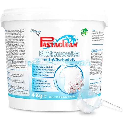 Pastaclean® Blütenweiss Weißwaschmittel 4Kg (133WL) Waschmittel mit Wäscheduft