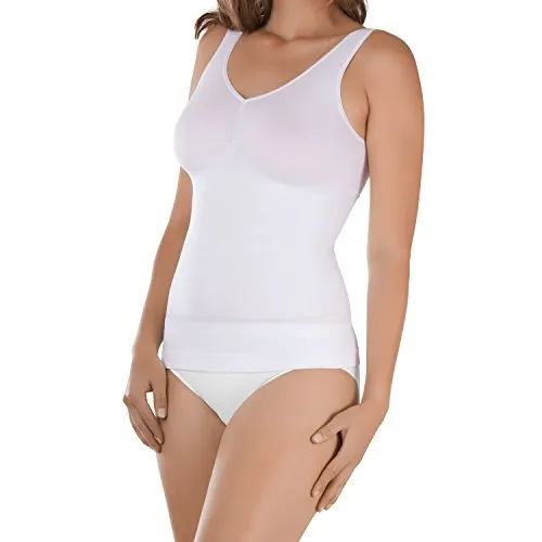 Celodoro Damen Form-Top - Seamless Unterhemd mit Shaping-Effekt - Weiß L