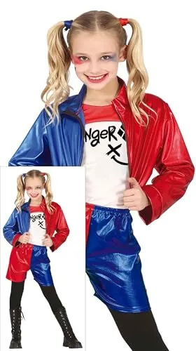 FIESTAS GUIRCA Gefährliches Glam-Girl Kostüm – Rot, Blau, Weißes Outfit für Mädchen 10–12 Jahre