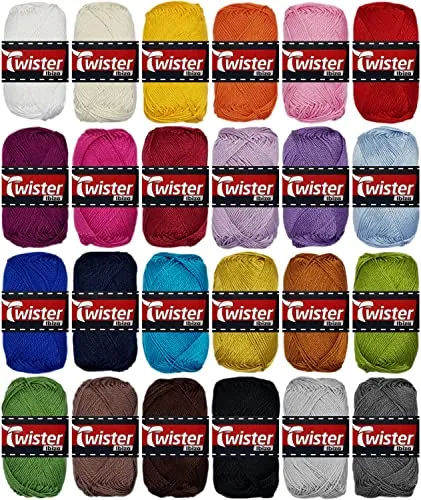 Twister Ibiza 10x50g - 100% Baumwolle - Häkel- & Strickgarn aus 100% Baumwolle, inkl. detaillierter Häkelanleitung für ein Meerschweinchen. Wählen Sie aus 20 Farben für kreative Projekte!